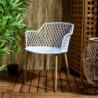 Fauteuil d'extérieur "Malaga" avec pieds en fer - Blanc - L 54.1 x H 80 x P 62.2 cm