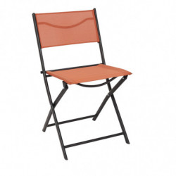 Chaise d'extérieur pliable "Elba" en tissu et métal - Orange - L 45.5 x H 80 x P 53.5 cm