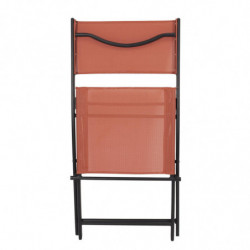 Chaise d'extérieur pliable "Elba" en tissu et métal - Orange - L 45.5 x H 80 x P 53.5 cm