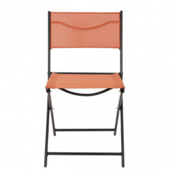 Chaise d'extérieur pliable "Elba" en tissu et métal - Orange - L 45.5 x H 80 x P 53.5 cm