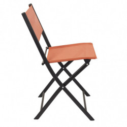 Chaise d'extérieur pliable "Elba" en tissu et métal - Orange - L 45.5 x H 80 x P 53.5 cm