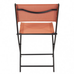 Chaise d'extérieur pliable "Elba" en tissu et métal - Orange - L 45.5 x H 80 x P 53.5 cm