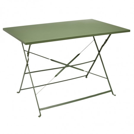 Table à manger d'extérieur pliante rectangle en inox - Vert - L 110 x H 71 x l 70 cm