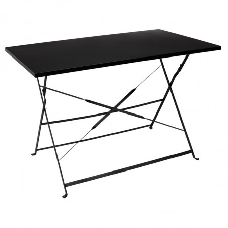 Table à manger d'extérieur pliante rectangle en inox - Noir - L 110 x H 71 x P 70 cm