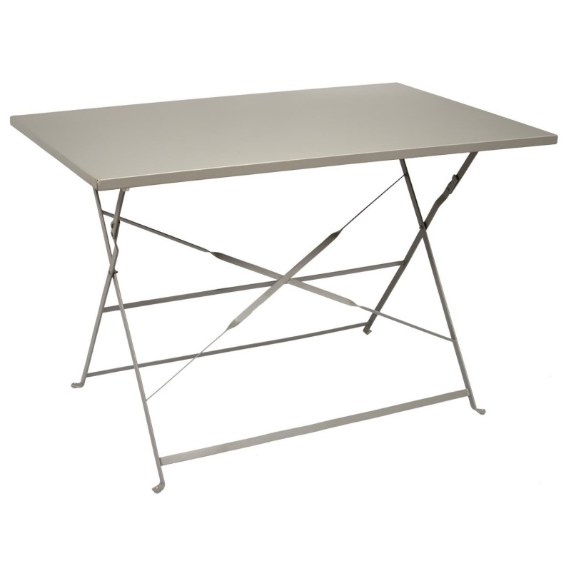 Table à manger d'extérieur pliante rectangle en inox - Taupe - L 110 x H 71 x P 70 cm