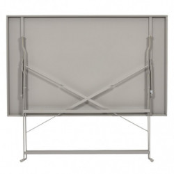 Table à manger d'extérieur pliante rectangle en inox - Taupe - L 110 x H 71 x P 70 cm