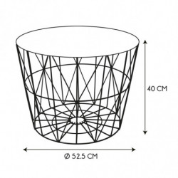 Table coffre filaire ronde en métal - Blanc - H 40 x D 52,5 cm