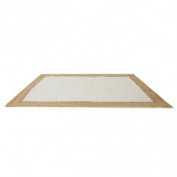 Tapis rectangle en jute et coton - Beige-écru - L 170 x l 120 cm