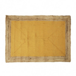 Tapis rectangle en jute et coton - Beige-Jaune - L 170 x l 120 cm