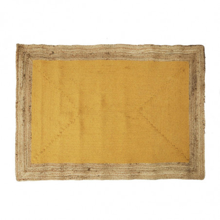 Tapis rectangle en jute et coton - Beige-Jaune - L 170 x l 120 cm