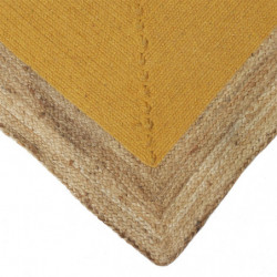 Tapis rectangle en jute et coton - Beige-Jaune - L 170 x l 120 cm