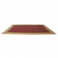 Tapis rectangle en jute et coton - Beige-Terracotta - L 170 x l 120 cm