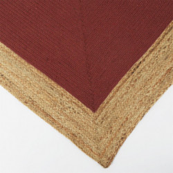 Tapis rectangle en jute et coton - Beige-Terracotta - L 170 x l 120 cm