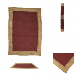 Tapis rectangle en jute et coton - Beige-Terracotta - L 170 x l 120 cm