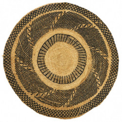 Tapis rond en jute à spirales - Beige et noir - D 90 cm