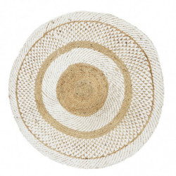 Tapis rond en jute à spirales - Beige et blanc - D 90 cm