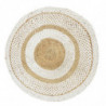 Tapis rond en jute à spirales - Beige et blanc - D 90 cm