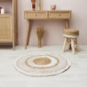 Tapis rond en jute à spirales - Beige et blanc - D 90 cm