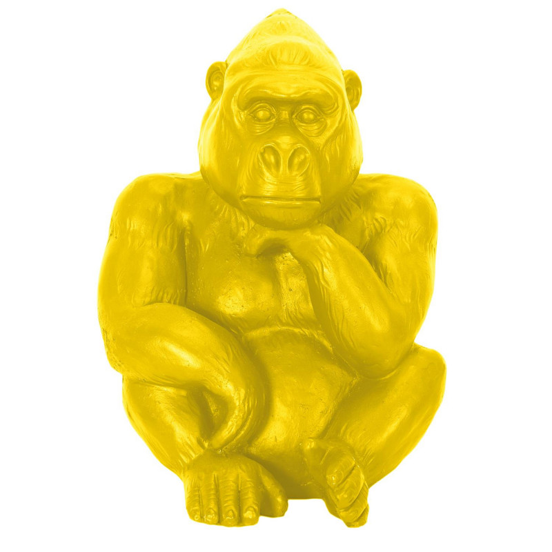 Statuette de gorille décorative en magnesia - Jaune - H 54 cm