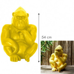 Statuette de gorille décorative en magnesia - Jaune - H 54 cm