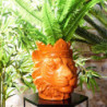 Cache pot tête de lion couronné en magnesia - Orange - H 35 x D 30 cm