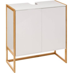 Ensemble de salle de bain avec sous vasque + colonne + miroir - 70 cm - Epuréo Blanc