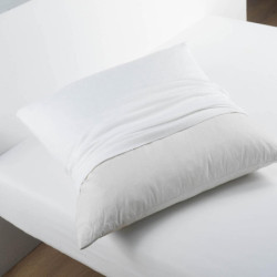 Protège oreiller carré en coton molleton - Blanc - 65 x 65 cm