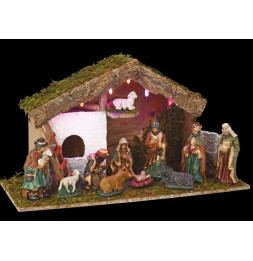 Crèche de noël - LED - 11 santons en porcelaine