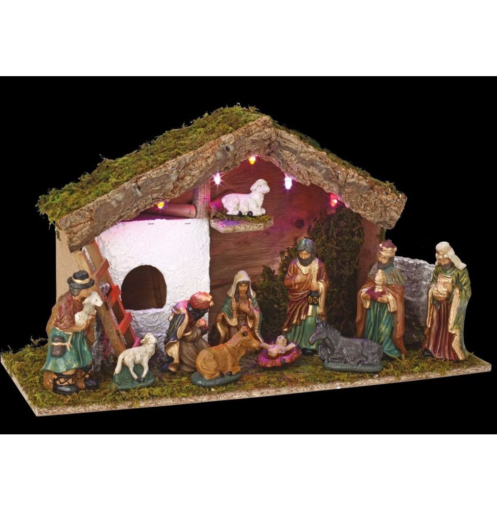 Crèche de noël - LED - 11 santons en porcelaine