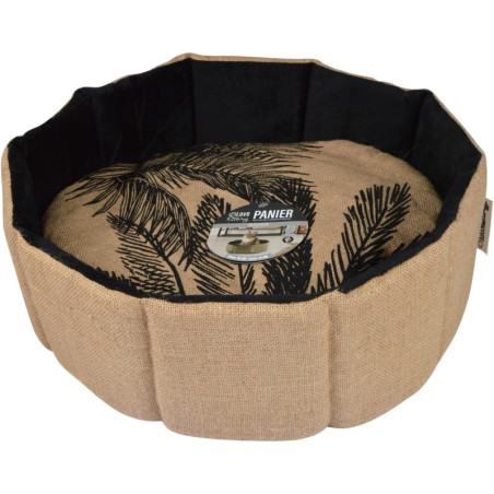 Panier rond en Jute pour animaux "Bahia" - Noir/Beige - D 48 x H 16 cm