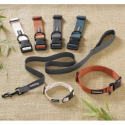 Collier règlable pour chien en viscose de bambou - Gris anthracite - Taille L (de 50 à 70 cm)