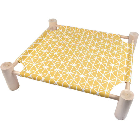 Lit hamac pour chat "Boho" - Jaune - L 53 x l 48 x H 13 cm