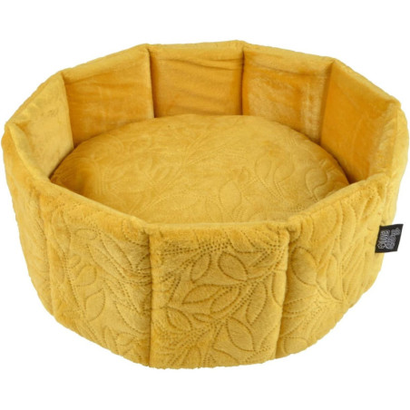 Panier Rond en velour pour animaux "Boho" - Jaune - D 38 x H 16 cm