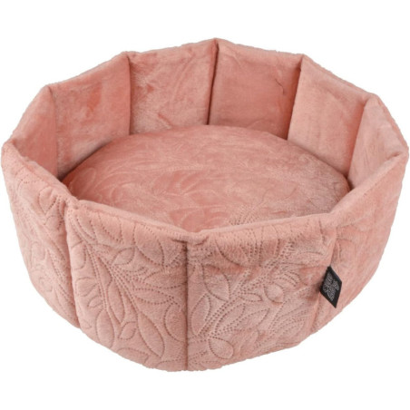 Panier rond en velour pour animaux "Boho" - Rose - D 38 x H 16 cm