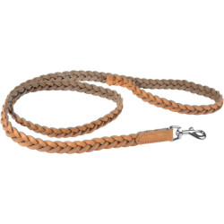 Laisse en cuir tressé pour chien - Beige - L 120 cm