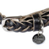 Collier règlable en cuir tressé pour chien - Noir - Taille L (de 50 à 70 cm)