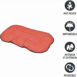 Coussin flocon rectangle et réversible "Essentiel" - Rouge/Gris - L 107 x l 53 cm