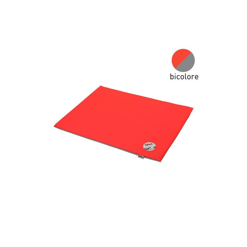 Coussin rectangle et réversible pour animaux "Essentiel" - Rouge/Gris - L 80 x l 60 cm