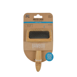 Brosse de toilettage carde pour animaux en bambou - Beige - l 9.5 x L 15.5 cm