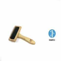 Brosse de toilettage carde pour animaux en bambou - Beige - l 9.5 x L 15.5 cm