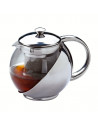 Theiere avec filtre en verre et inox - 1,10L - Transparent/Argent