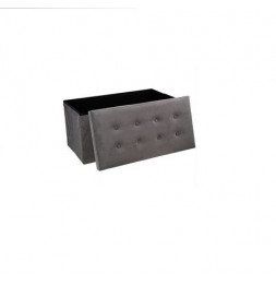 Pouf rectangle - Gris - Coffre de rangement