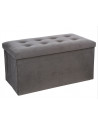 Pouf rectangle - Gris - Coffre de rangement