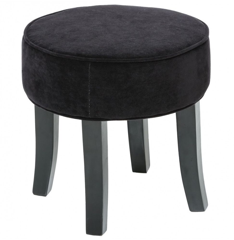 Pouf matelassé - Velours - Noir - Tabouret