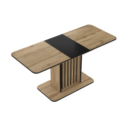 Table à manger rectangle en bois - 8 couverts - Marron/Noir - L 130 à 180 cm