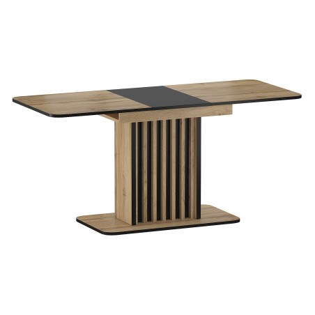 Table à manger rectangle en bois - 8 couverts - Marron/Noir - L 130 à 180 cm