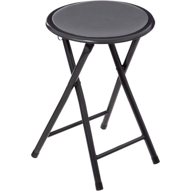 Tabouret pliable en PVC et métal - Gris - H 45 x D 30 cm