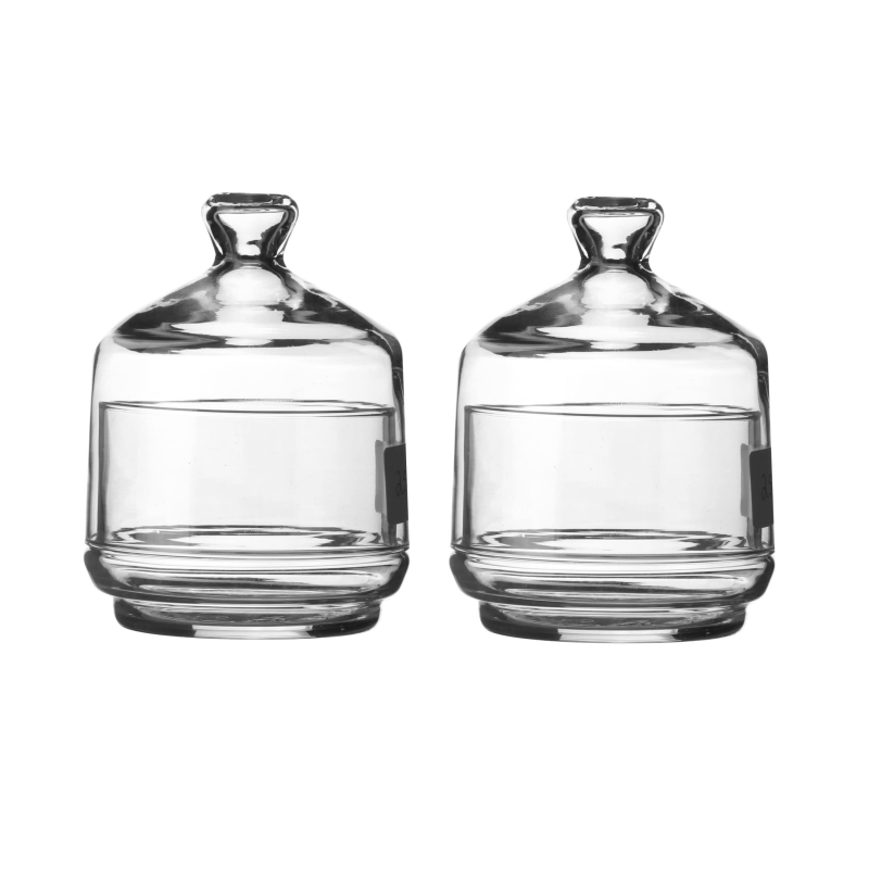 Lot de 2 bonbonnières en verre avec couvercle - Transparent - 2 x 28,5 cl