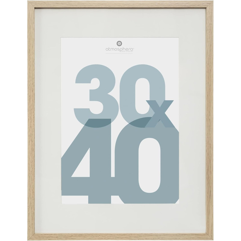 Cadre photo en bois et verre "Manu" - 30 x 40 cm - Beige