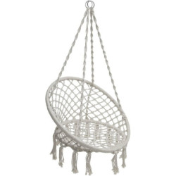 Chaise de détente suspendue en macramé "Plumaya" - Blanc - L 80 x P 60 x H 120 cm